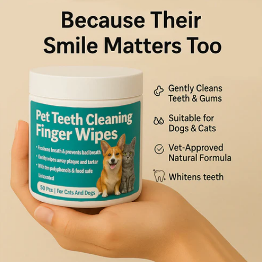 ODALIT™ Pet Dental Wipes (50 Count) — Stop Bad Breath & Protect Your Pet’s Smile in 30 Seconds
