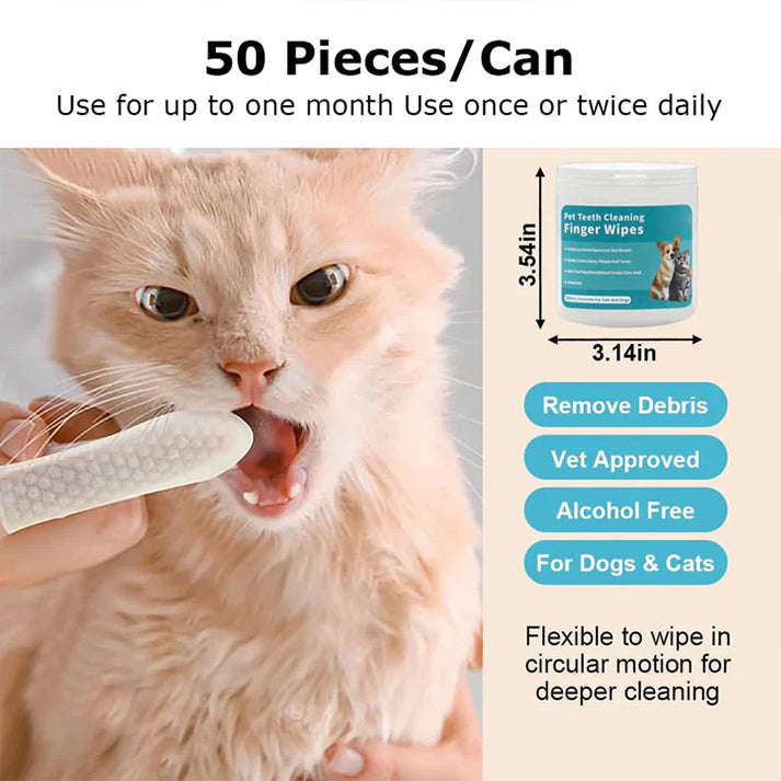 ODALIT™ Pet Dental Wipes (50 Count) — Stop Bad Breath & Protect Your Pet’s Smile in 30 Seconds